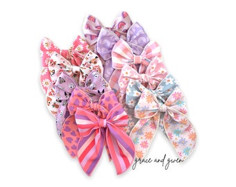 Pink and Purple Sailor Bows Collection | Hair Bows for Girls | Baby Girl Bows | Toddler Hair Bows | Bow Clips | Hair Bows | Bows for Girls