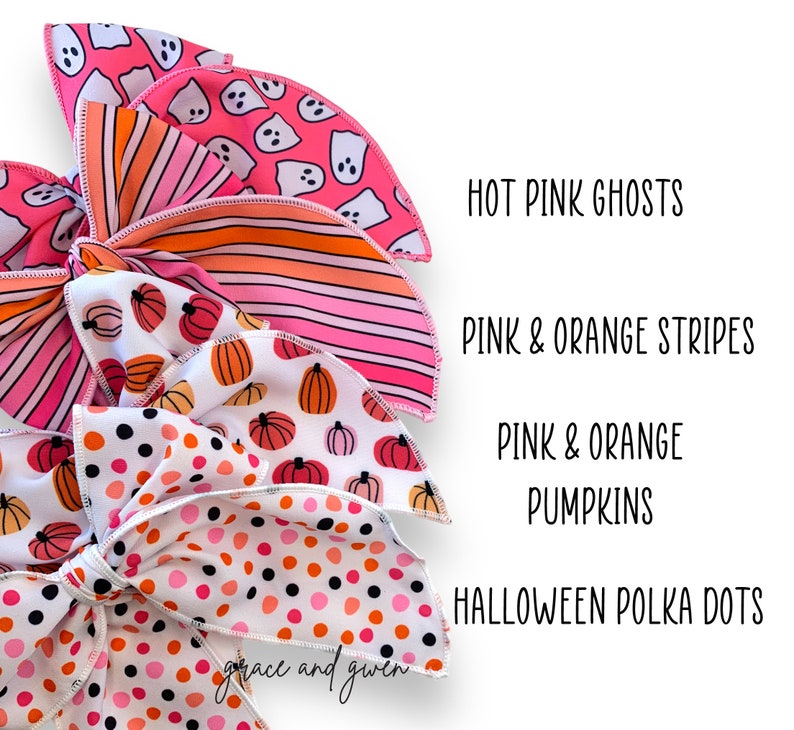 Pink Halloween Sailor Bows | Hair Bows for Girls | Fall Hair Bows | Sailor Bows | Toddler Bow | Fable Hair Bows | Pumpkin Bow | Ghost Bow bild 4
