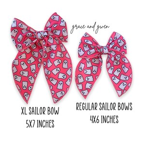 Pink Halloween Sailor Bows | Hair Bows for Girls | Fall Hair Bows | Sailor Bows | Toddler Bow | Fable Hair Bows | Pumpkin Bow | Ghost Bow bild 2