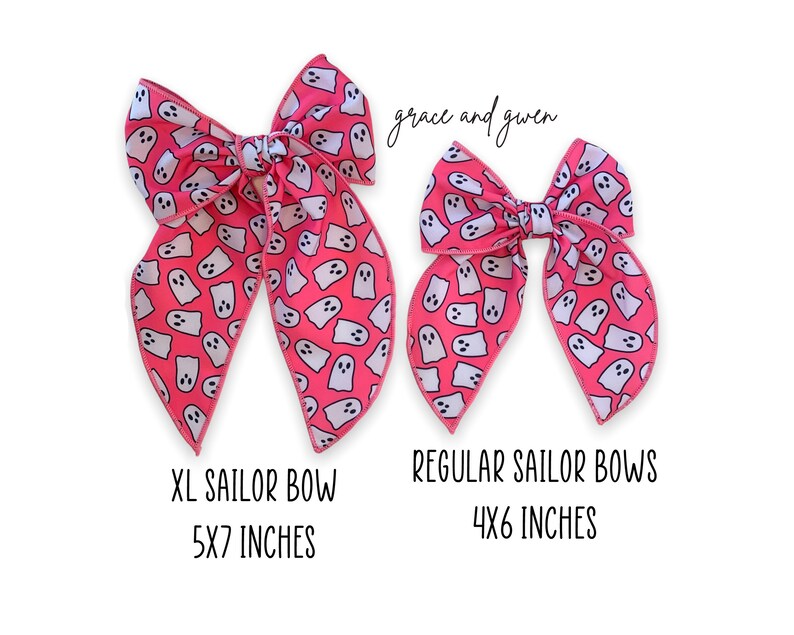 Pink Halloween Sailor Bows | Hair Bows for Girls | Fall Hair Bows | Sailor Bows | Toddler Bow | Fable Hair Bows | Pumpkin Bow | Ghost Bow bild 2