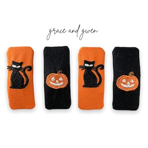 Halloween Embroidered Snap Clips | Hair Clips | Girl&#39;s Snap Clips | Snap Clips Sets | Gift For Girls | Hair Accessories | Pumpkin Clips