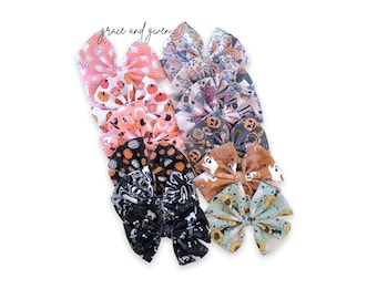 OG Halloween Liverpool Pinwheel Bows | Hair Bows for Girls | Baby Bows and Headbands | Nylon Headband Bow | Pigtail Bows | Hair Bow Clips