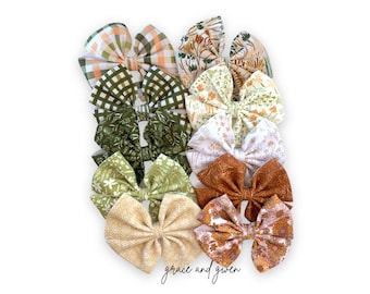 Fall Florals Liverpool Pinwheel Bows | Hair Bows for Girls | Baby Bows and Headbands | Nylon Headband Bow | Pigtail Bows | Hair Bow Clips
