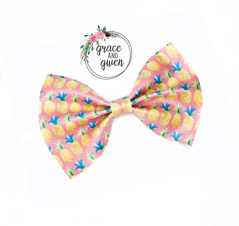 Faux Leather Bows Infant Toddler Newborn Bows Pineapple Hair Bow Pink Pineapple Classic Bow Baby Girl Hair Bows Nylon Headbands