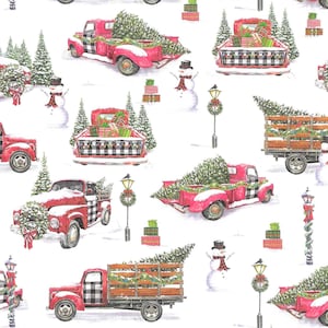 Charming Christmas Craft Paper 27lb with Red Trucks, Snowmen, Festive Trees – Perfect for Scrapbooking, Card Making, Holiday DIY Projects