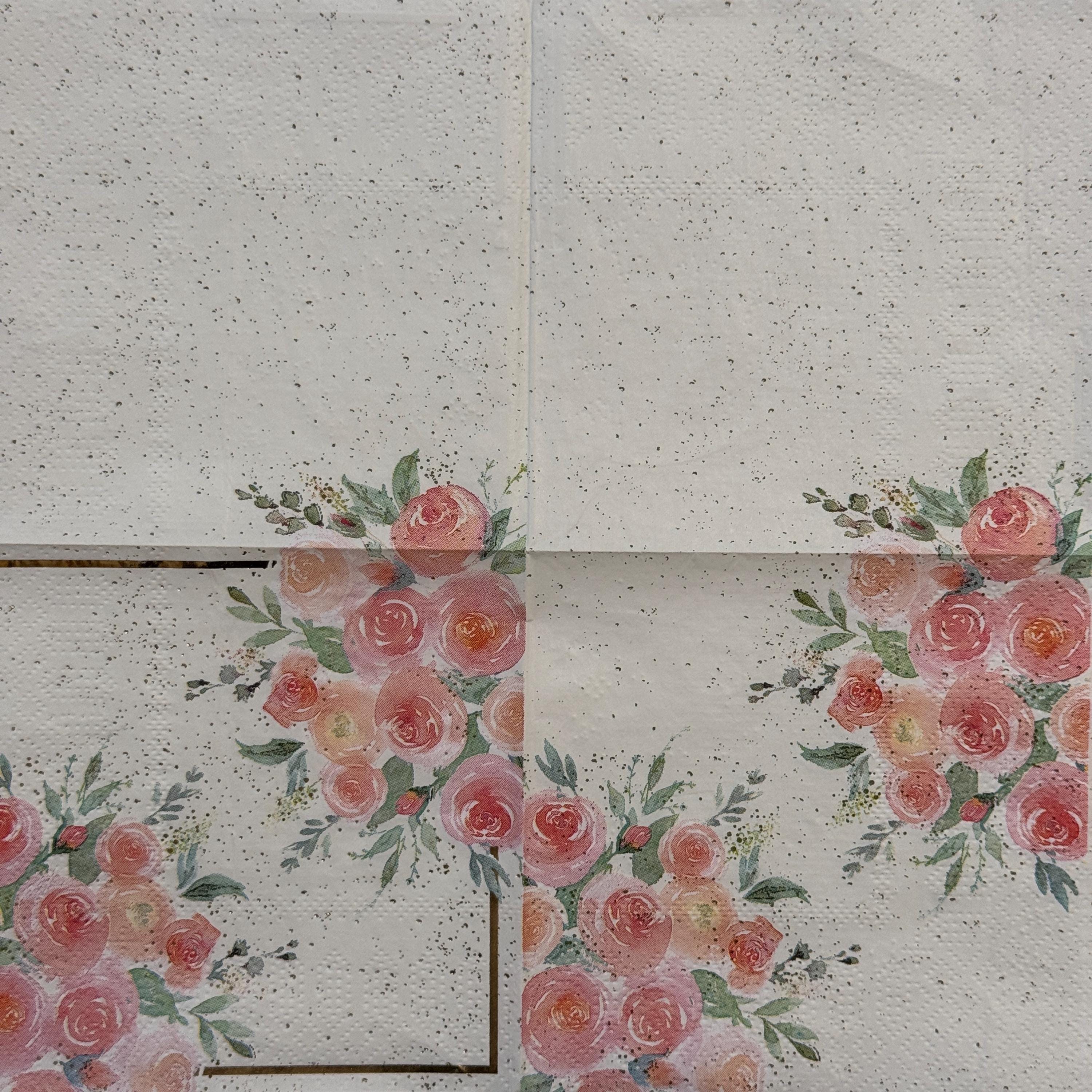 Elegant Pink Rose Bouquet Paper Napkin for Decoupage Scrapbooking ...