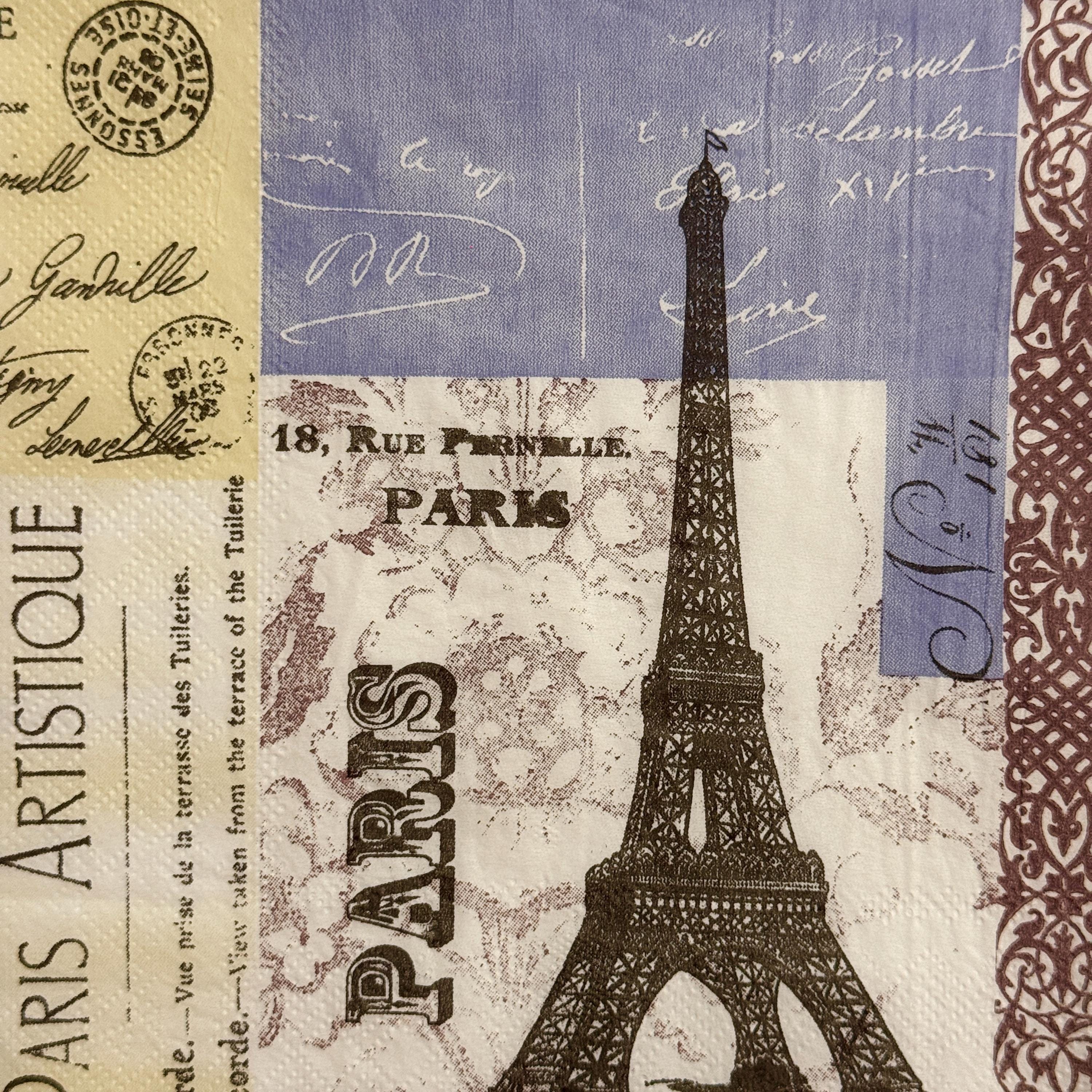 Paris Eiffel Tower Vintage Collage Napkin for Decoupage Scrapbooking ...