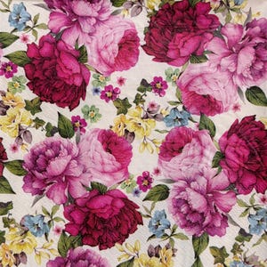 Tovaglioli di carta vintage con peonie e fiori da giardino per decoupage, scrapbooking, biglietti fai da te, fiori rosa, bordeaux e gialli, 13''