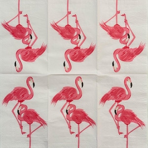 Tropical Flamingo Paper Napkin for Decoupage, Craft Projects with Pink Flamingo Design, Summer Beach Decor Scrapbooking DIY Crafts 16&#39;&#39; 1PCS
