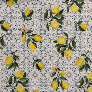 1 Stück Zitrone Obst Papierserviette für Decoupage Frühling Sommer Dekor, Blaues Fliesenmuster, italienischer Stil, Handwerk Scrapbooking Karte, die Kunst 16 ''
