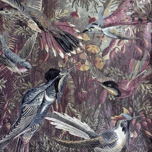 Vintage Decoupage Papierserviette, bunte exotische Vögel Tropisches Waldpapier, dunkles botanisches Dschungel-Design, 13 '' für Craft Decoupage-Projekt