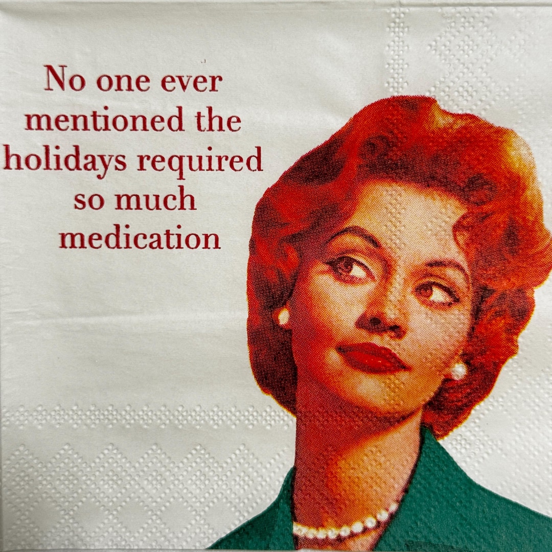 Funny Retro Christmas Decoupage Paper Napkin With Vintage Woman Quote