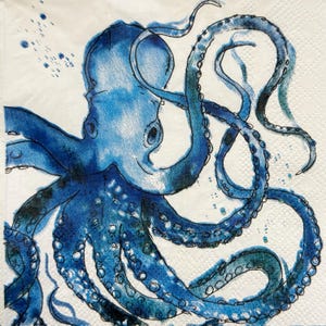 Nautische Oktopus Decoupage Papierserviette Blau Ozean Sea Life Marine Küsten Strand Unterwasser für DIY Craft Scrapbooking Decor Serviette 10 &#39;&#39; 1PC