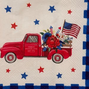 4 juillet, camion rouge, décoration, décoration, drapeaux américains, feux d'artifice, fleurs, étoiles patriotiques, 10 pouces, 1 PCS, fête de l'indépendance
