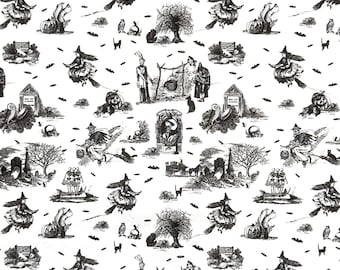 Serwetka papierowa do decoupage'u w stylu vintage na Halloween, czarno-biała, czarownice, kocioł, nawiedzone domy, koty, nietoperze, dynie, do rękodzieła, 16 cali, 1 szt.
