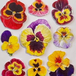 12 Stück Stiefmütterchen Blumen Aufkleber, Pop-Up Puffy Papier Aufkleber für Scrapbooking Kartenherstellung Journaling Album Handwerk Dekoration, Blumen Aufkleber Set