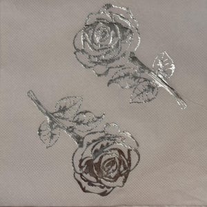 Guardanapo de papel exclusivo com rosas prateadas para decoupage com padrão floral de rosas - perfeito para artesanato e decoração de scrapbooking - 13x13''
