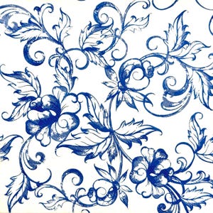 Blau Weiße Vintage Verzierte Blumen Serviette Decoupage Papierserviette, dünnes Papier Barock Perlmuster Blumen Blätter, Hochzeit Braut Dekor Handwerk 13 '' 1 STÜCK