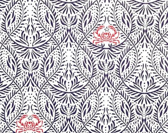 Nautical Paper Napkin for Decoupage with Blue Pattern and Red Crab Accents – Summer Beach Sea Coastal Decor, Craft Projects napkin 16'' 1PCS