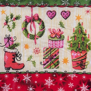Serwetka papierowa świąteczna do decoupage&#39;u, kartki świąteczne do scrapbookingu, wieniec na buty, choinka, gwiazdy, płatki śniegu, serwetka do decoupage&#39;u 13&#39;&#39;
