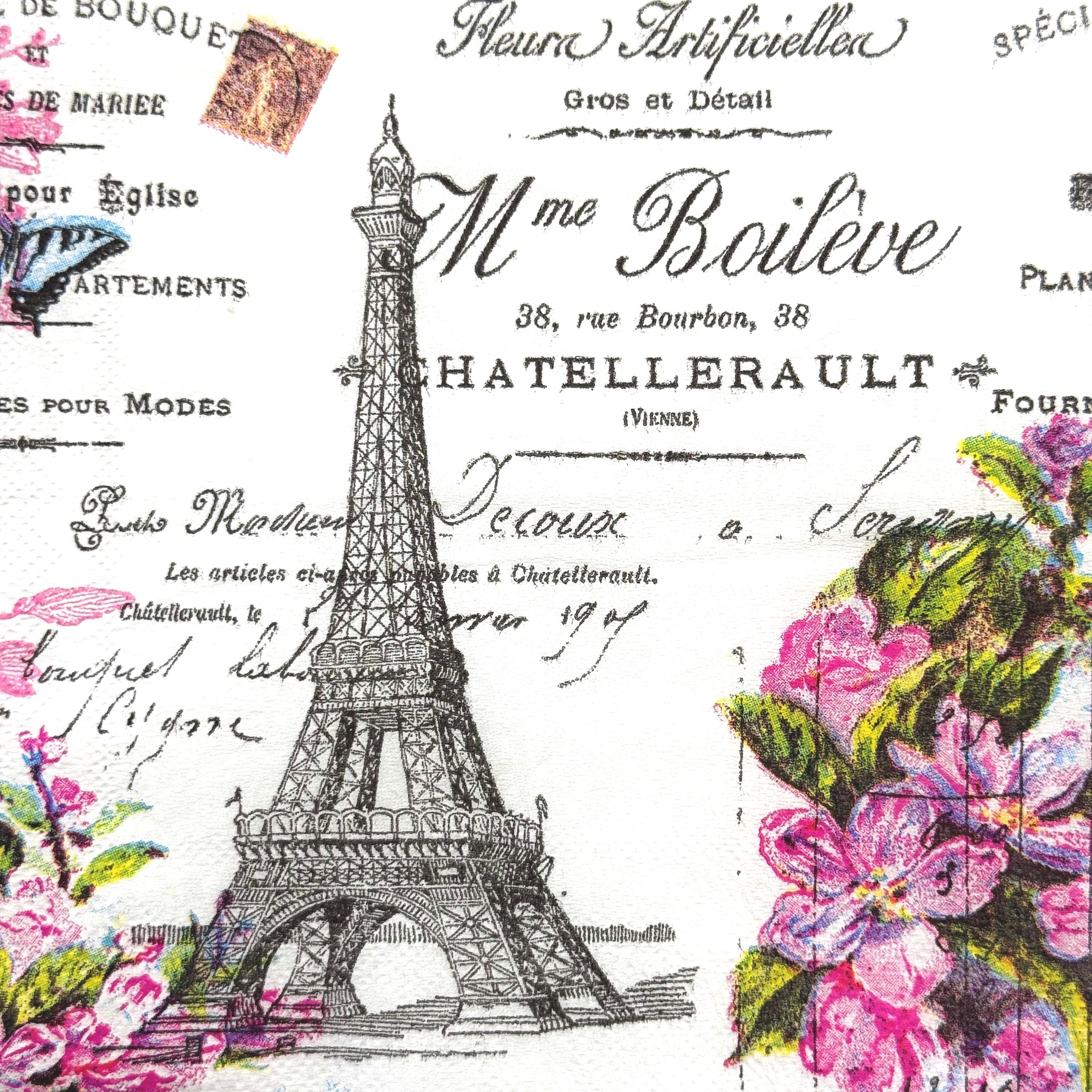 Elegant Paris Eiffel Tower Decoupage Paper Napkin With Vintage Floral ...