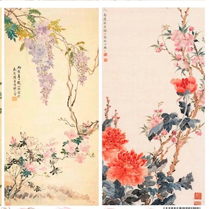 Carta di riso per decoupage, pittura cinese di fiori, iris, glicine, peonie, uccelli, foglio d&#39;arte orientale per lavori fai da te, carta o cartoncino per decoupage, 18x28 cm
