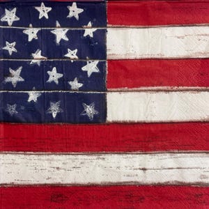 Tovagliolo di carta con bandiera americana vintage per decoupage, decorazioni patriottiche per il 4 luglio, tovagliolo di carta in stile rustico con stelle e strisce degli Stati Uniti, 13''