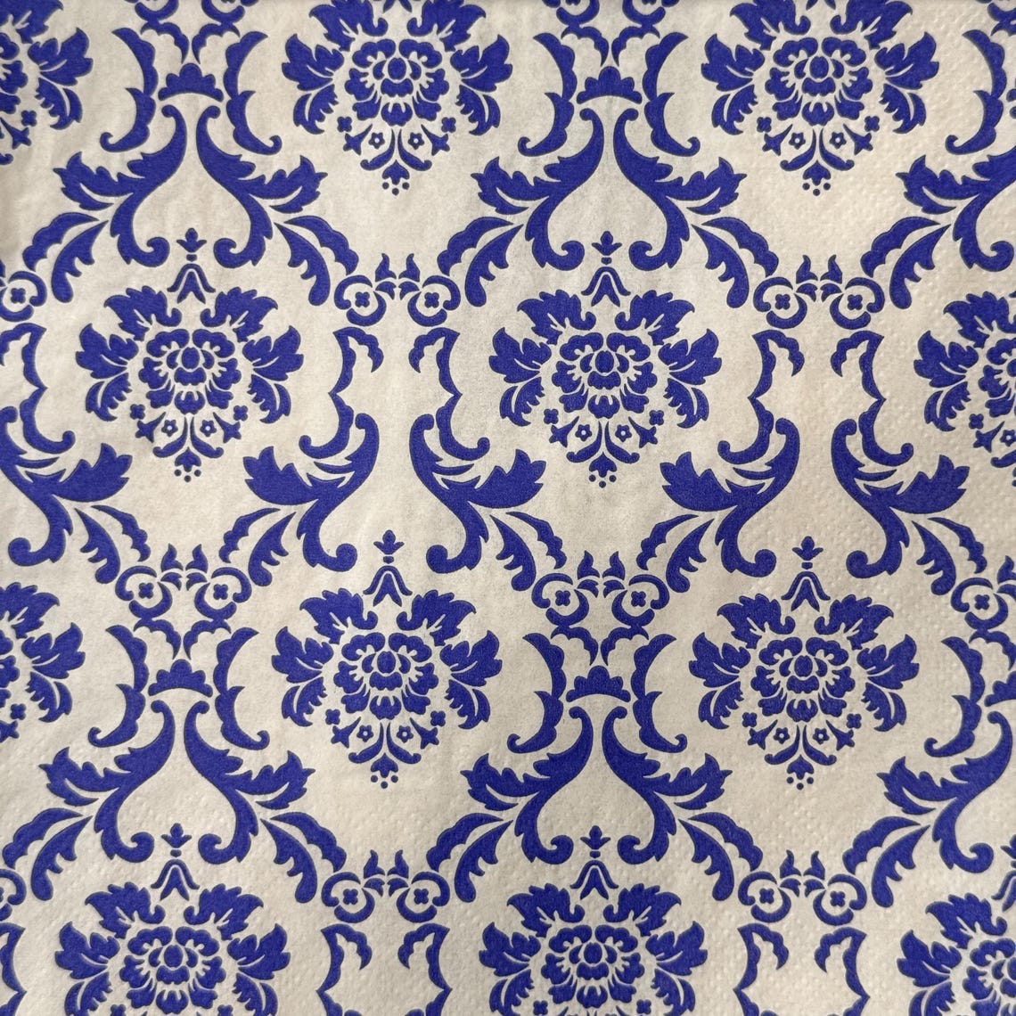 Vintage Blue Damask Pattern Paper Napkin for Decoupage, Elegant Floral ...