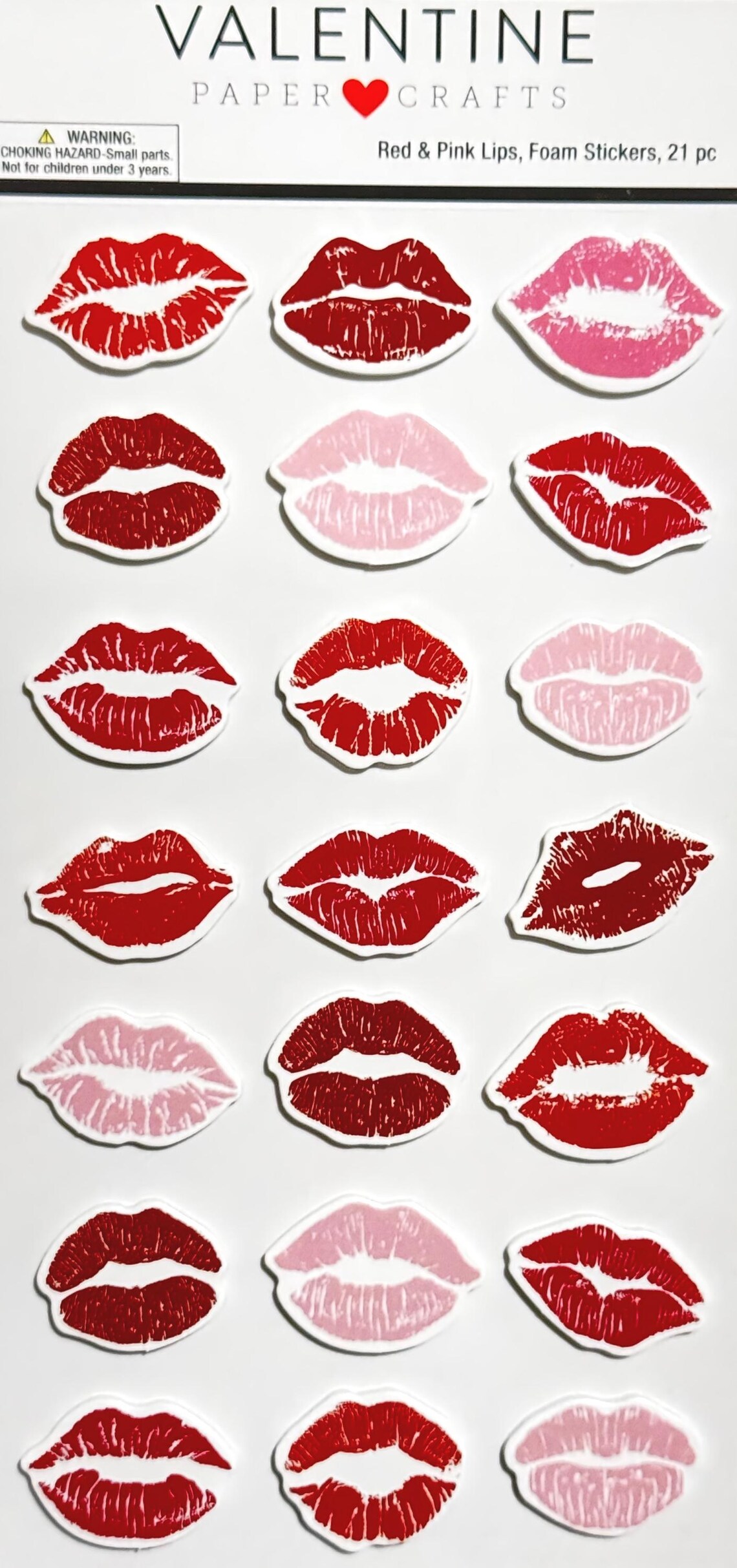 Lip Sticker Print Valentine Lips Stickers Set Puffy 3D Kiss Lips Foam Stickers Red Pink ...
