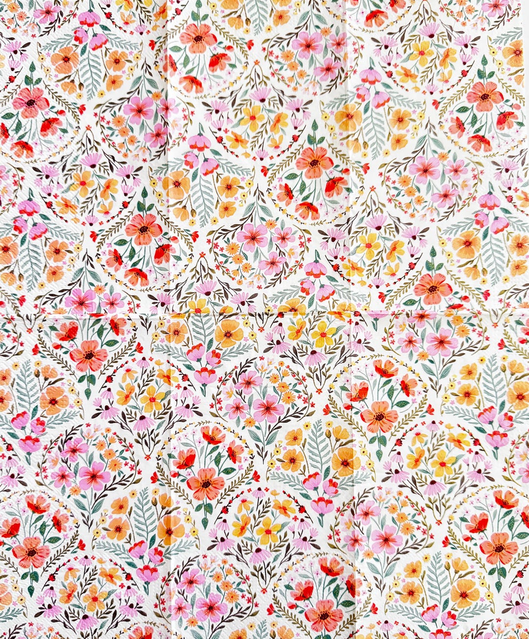 Spring Floral Wreath Decoupage Paper Napkin Watercolor Wildflower ...