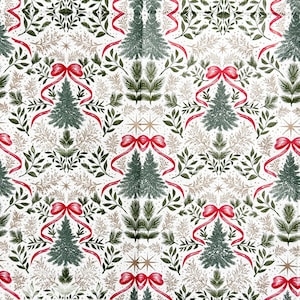 Kerstbomen met rode linten Groen decoupagepapieren servet, knutselen voor de feestdagen, dun papier, doe-het-zelfdecoratie, scrapbooking, kaarten maken 16&#39;&#39;