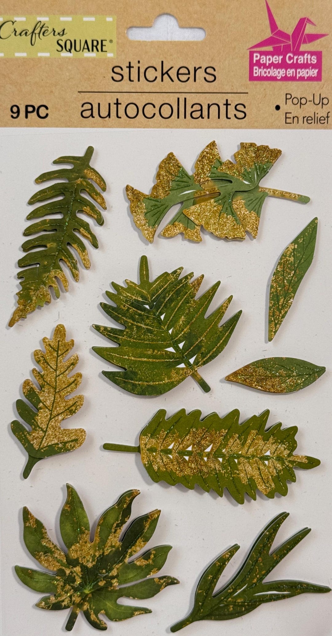 Green Sticker Craft Tropical Green Leaf Stickers Set With Glitter Details, 3D Paper ...