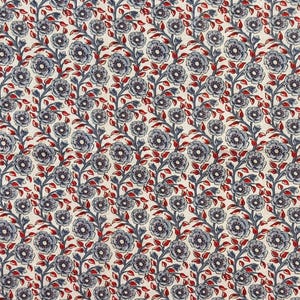 Serviette de table vintage à motif floral avec fleurs bleues et feuilles rouges pour décoration