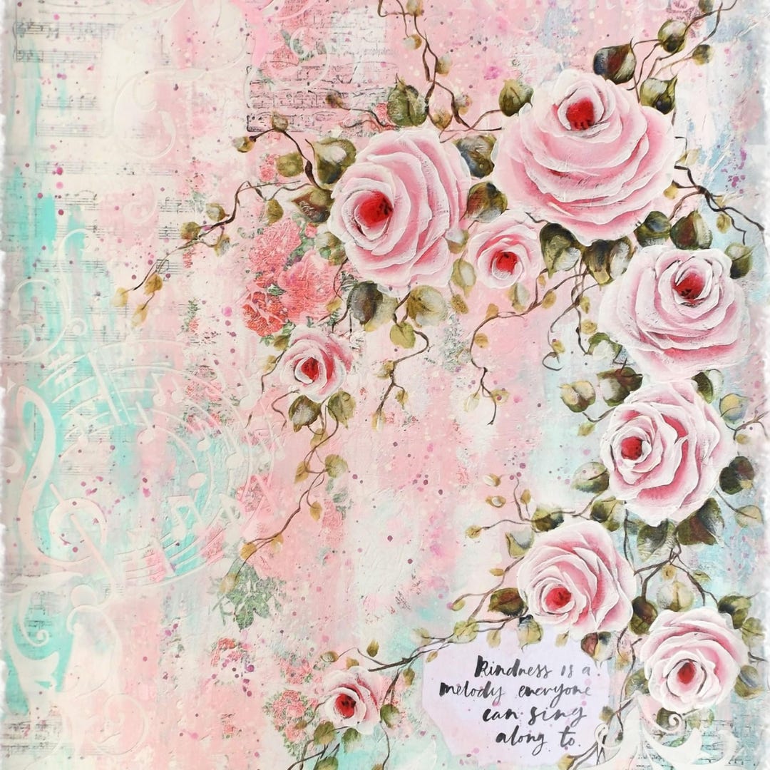 Pink Roses College Vintage Pink Roses Shabby Chic Decoupage Rice Paper Floral Background ...