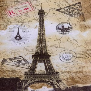 Tovagliolo di carta per decoupage vintage di Parigi - Torre Eiffel, timbri postali, mappe - Singolo tovagliolo 13x13'' per fai da te, scrapbooking e decorazioni rustiche