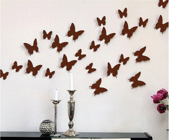 Download 3d Butterfly Wall Stickers Brown Home Decor Room Bedroom Etsy