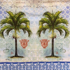 Royal Palm Tree Servet voor decoupage met vintage Marokkaans patroon, tropisch ontwerp zomer strand thema 16 x 13'' 1 stks plakboek kaarten maken