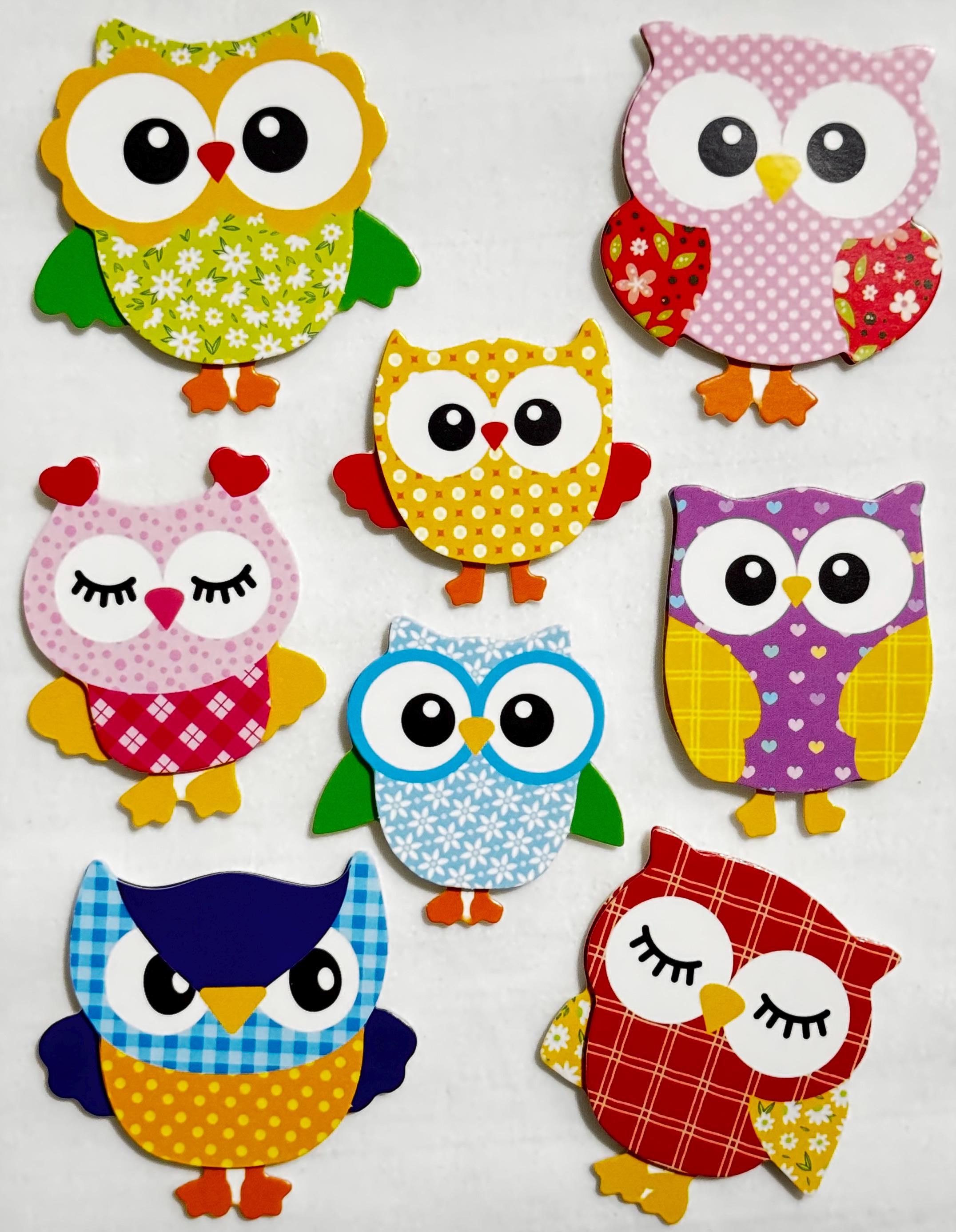 3D Cute Owl Cardboard Stickers Pop up Owl Animals Stickers Colorful ...