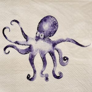 Lila Octopus Design Papierserviette für Decoupage, Ocean Craft Serviette für DIY Projekt, Meer Tierdruck, Sommer Strand Marine Serviette 10 &#39;&#39; 1STÜCK