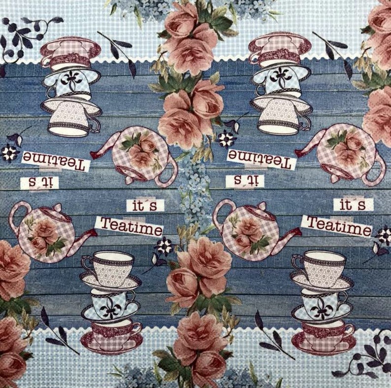Paper napkin Decoupage napkins Art paper Scrapbooking paper Art print Vintage paper Craft DIY retro Handmade Teatime rose napkins 10*10#13
