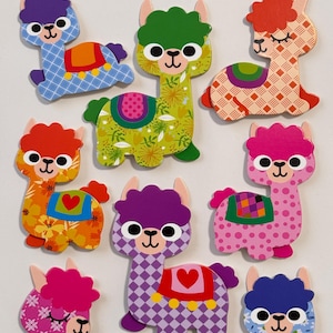 Colorful Llama Stickers Set - 8PC Fun Pop-Up Stickers for Scrapbooking, Card Making, Journaling, DIY Crafts, Decoration - Cute Alpaca Design