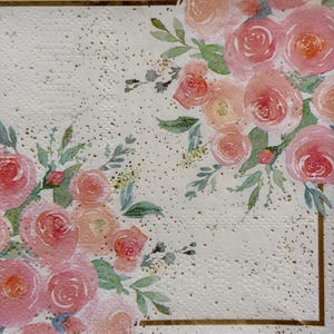 Elegante tovagliolo di carta con bouquet di rose rosa per decoupage, scrapbooking, biglietti, decorazioni per matrimoni, artigianato fai da te, 10'', shabby chic, decoupage floreale