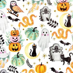 Halloween Ghosts Black Cats Pumpkins Bats and Owls Decoupage Paper Napkin, Thin Tissue for Crafting Decoupage Card Making Napkin 10'' 1PCS