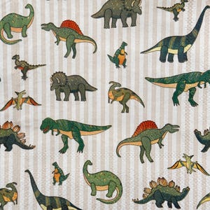 Söta dinosauriepappersservetter för decoupage – förhistoriskt mönster med T-Rex, Stegosaurus, Brontosaurus för barn, gör-det-själv 25 cm, 1 st