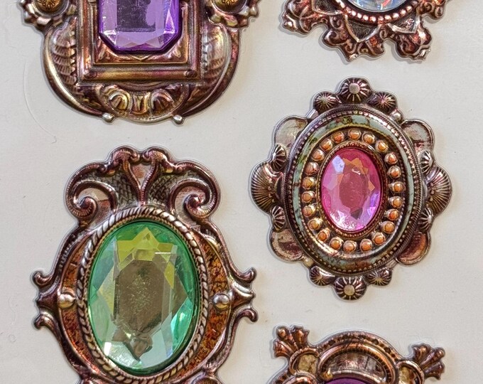 Vintage Baroque Frame Gem Stickers Set of 5, Jewel Embellishments ...