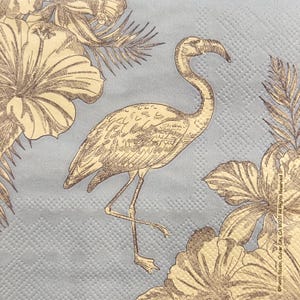 Guardanapo de papel com hibisco e flamingo tropical para decoupage, scrapbooking, artesanato, cartões, decoração de festas, projetos de verão e praia 10&#39;&#39; 1 peça
