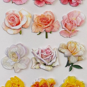 3D Papieraufkleber Rose für Scrapbooking Kartenherstellung Journals und Handwerk - Set mit 12 Blumenaufklebern Romantische Blumenaufkleber