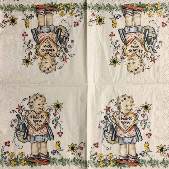 Angels Romantic Retro napkins Paper Kids Decoupage napkins ...