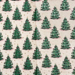 Kerstboompatroon Decoupage papieren servet met groene dennen gouden sterren, dun papier knutselen voor de feestdagen, scrapbooking, kaarten maken 16&quot; 1 st
