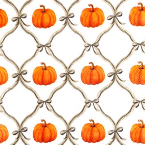 Orange Pumpkin Decoupage Paper Napkin, Fall Harvest Bow Trellis Pattern, Thanksgiving Halloween Autumn Farmhouse Craft Supply DIY, 1 PC 13''